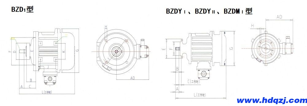 BZDⅠ、BZDYⅠ、BZDYⅡ、BZDMⅠ隔爆型錐形轉(zhuǎn)子三相異步電動(dòng)機(jī)外形尺寸圖.jpg